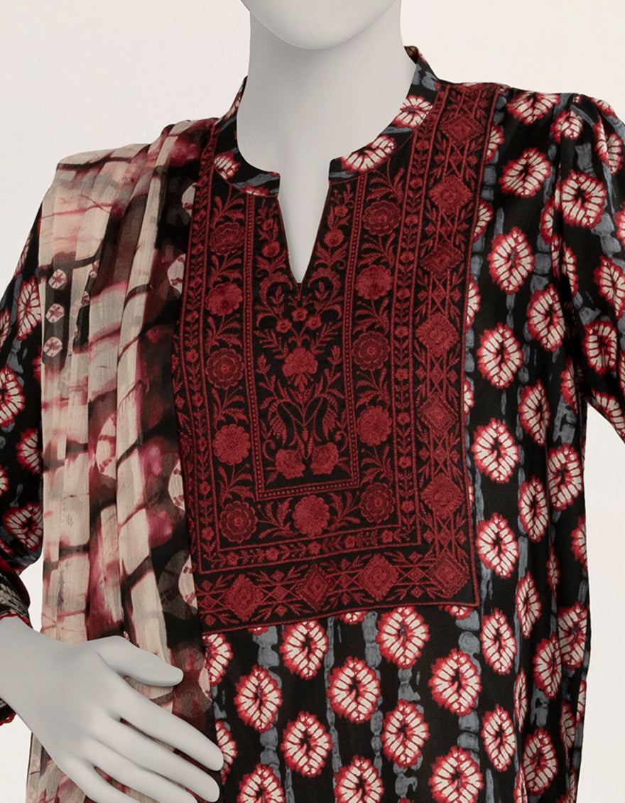 Liminal Black Stitched Suit - J. Junaid Jamshed