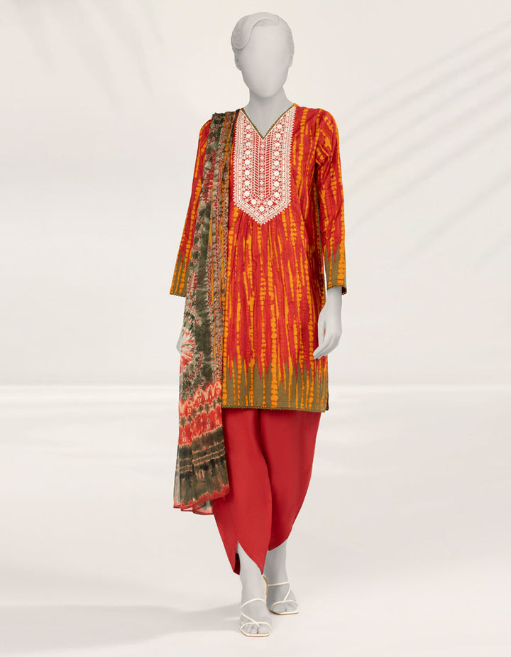 Liminal Red Stitched Suit - J. Junaid Jamshed