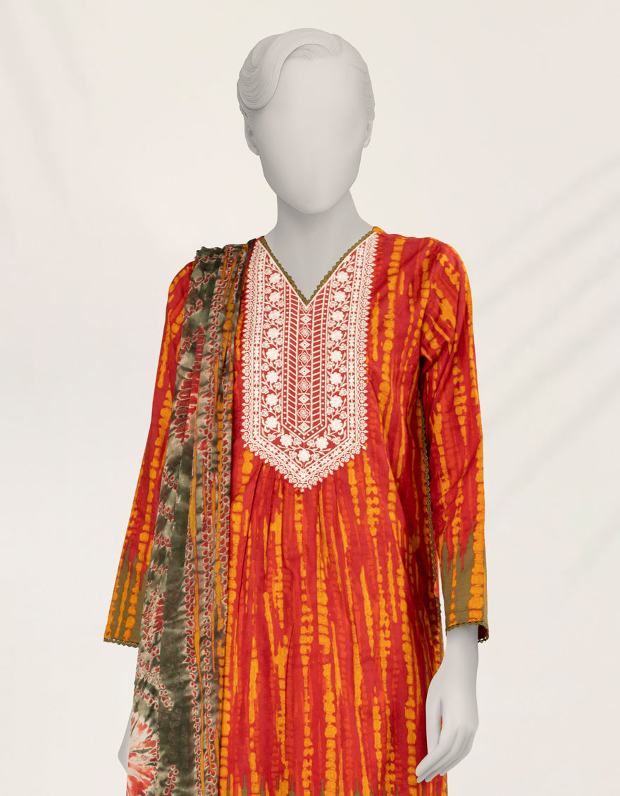 Liminal Red Stitched Suit - J. Junaid Jamshed