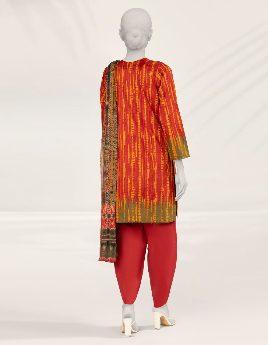 Liminal Red Stitched Suit - J. Junaid Jamshed