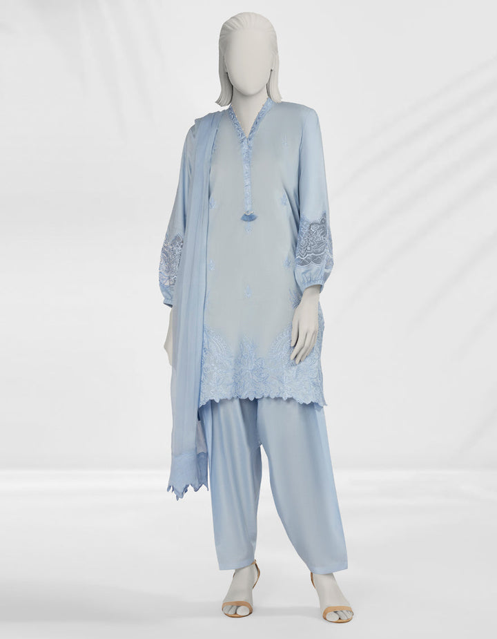 Liminal Blue Stitched Suit - J. Junaid Jamshed