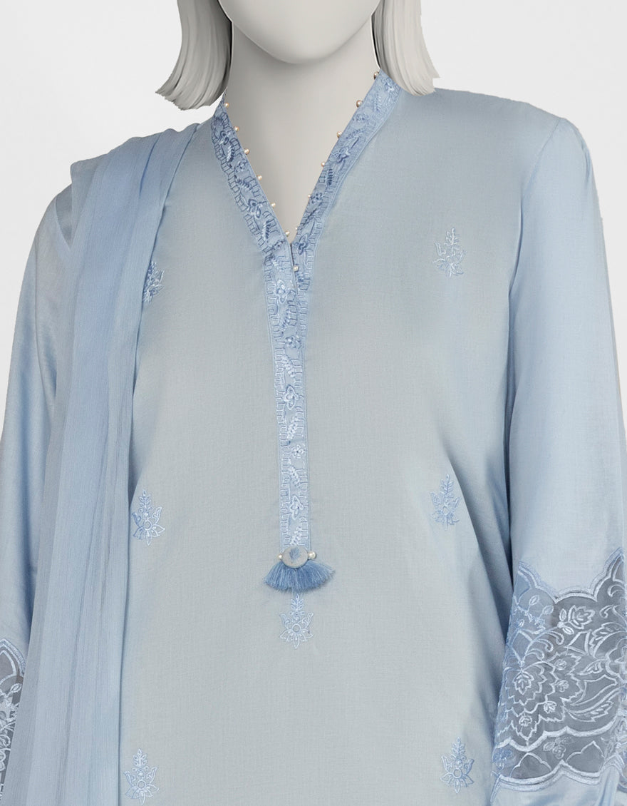 Liminal Blue Stitched Suit - J. Junaid Jamshed