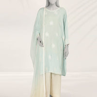 Impure Silk Blue Stitched Suit - J. Junaid Jamshed