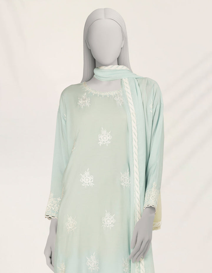 Impure Silk Blue Stitched Suit - J. Junaid Jamshed