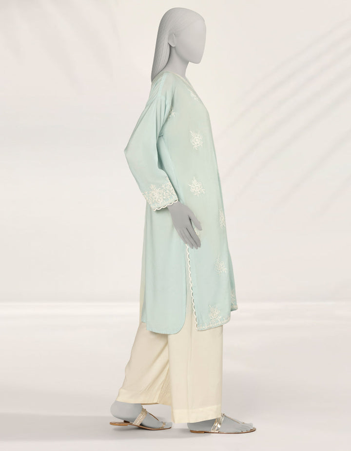 Impure Silk Blue Stitched Suit - J. Junaid Jamshed