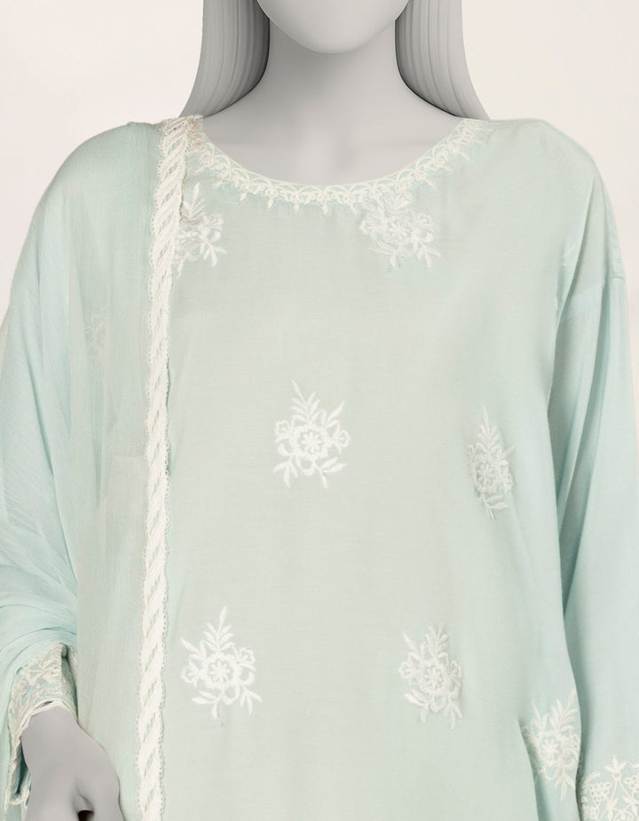 Impure Silk Blue Stitched Suit - J. Junaid Jamshed