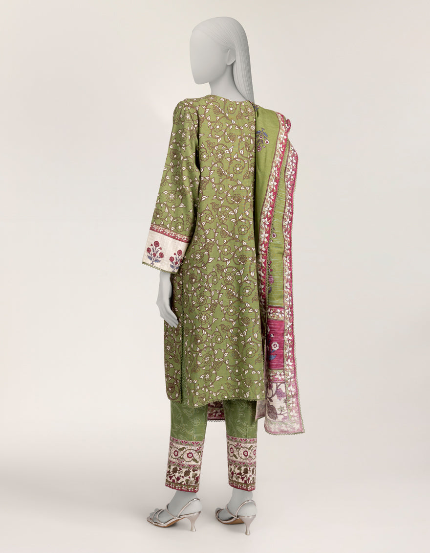 Khaddar Green Stitched Suit - J. Junaid Jamshed