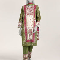 Light Khaddar Slub Green Stitched Suit - J. Junaid Jamshed