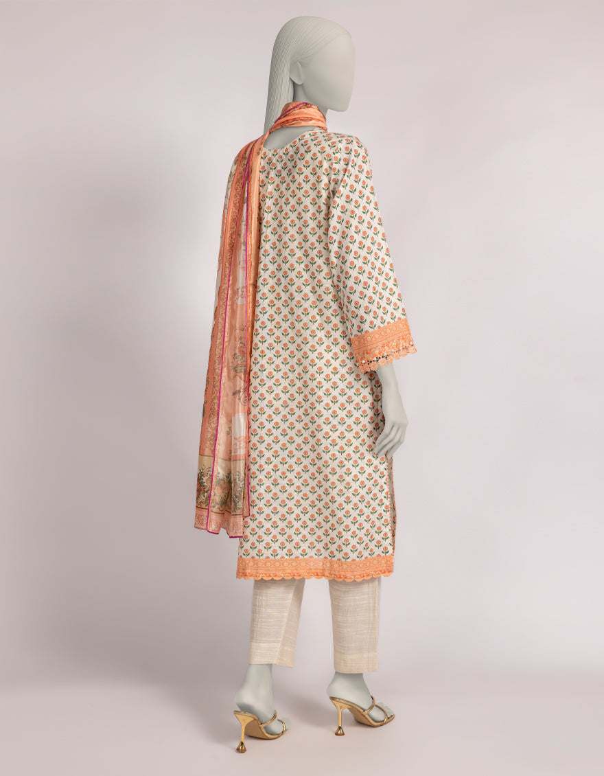 Khaddar Beige Stitched Suit - J. Junaid Jamshed