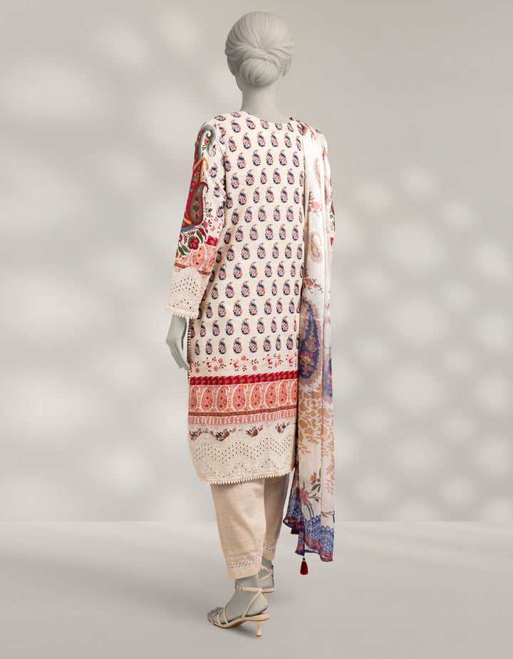 Khaddar Slub Off White Stitched Suit - J. Junaid Jamshed