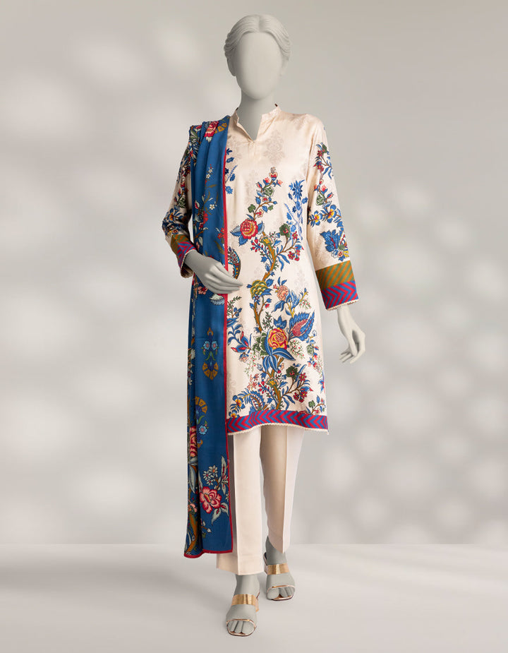 Marina Beige Stitched Suit - J. Junaid Jamshed