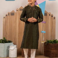 Polyester Green Special Kurta - J. Junaid Jamshed