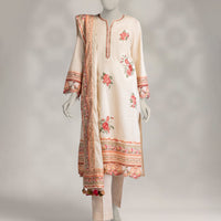 Dobby Beige Stitched Suit - J. Junaid Jamshed