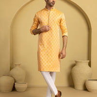 Polyester Orange Special Kurta - J. Junaid Jamshed