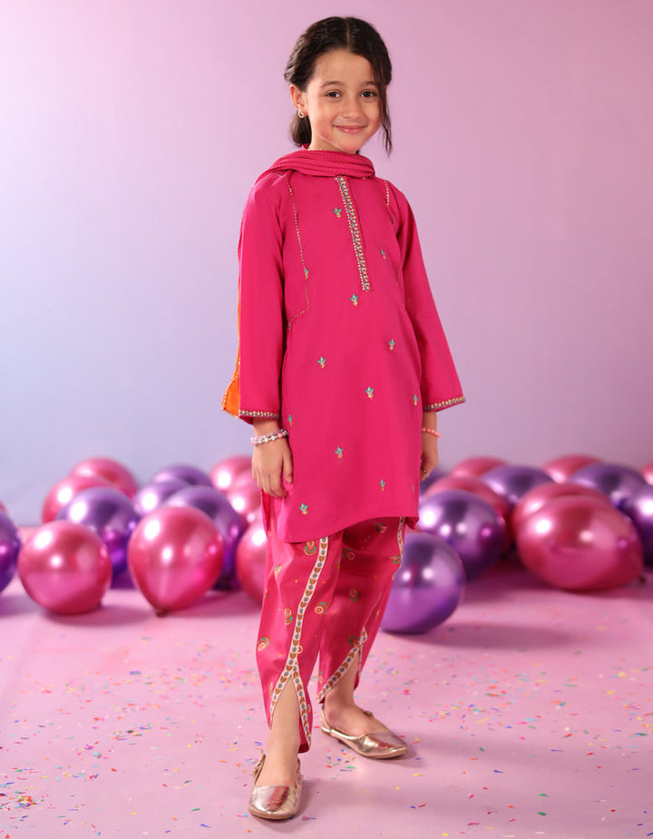 Lawn Silk Pink Stitched Suit - J. Junaid Jamshed