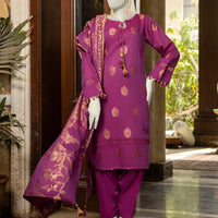 Jacquard Purple Unstitched Suit - J. Junaid Jamshed