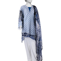 Lawn Blue Unstitched Suit - J. Junaid Jamshed