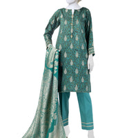 Jacquard Green Unstitched Suit - J. Junaid Jamshed