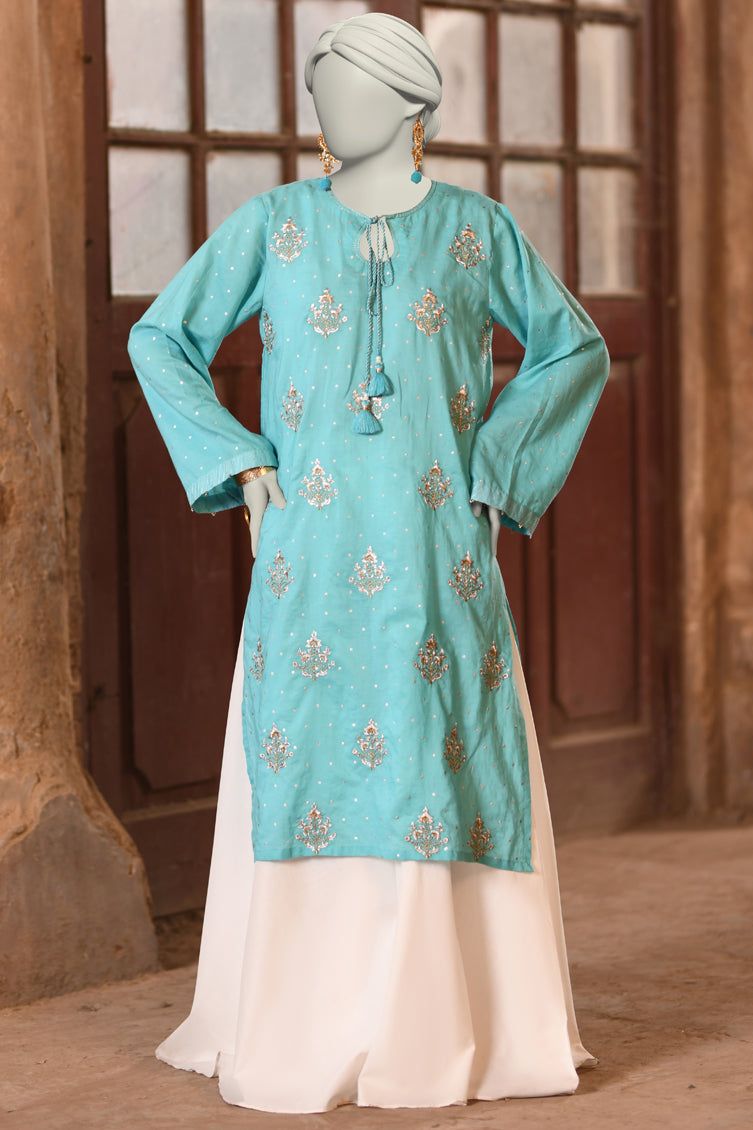 Lawn Blue Kurti - J. Junaid Jamshed