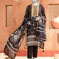 Lawn Black Unstitched Suit - J. Junaid Jamshed