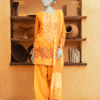 Lawn Mustard Unstitched Suit - J. Junaid Jamshed