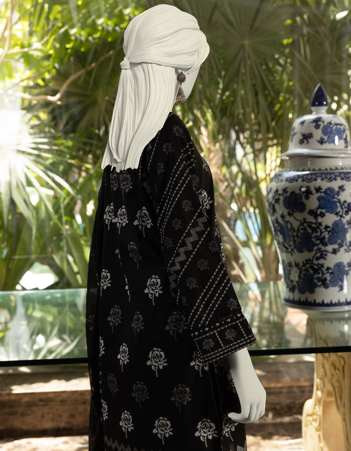 Lawn Black Unstitched Suit - J. Junaid Jamshed