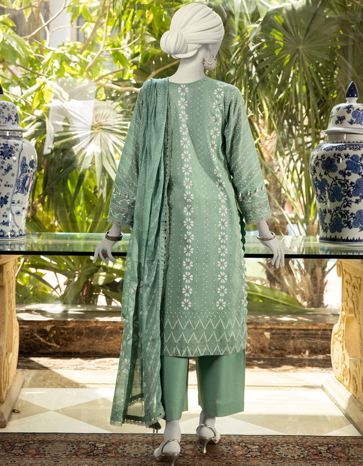Lawn Green Unstitched Suit - J. Junaid Jamshed