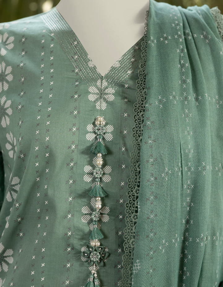 Lawn Green Unstitched Suit - J. Junaid Jamshed