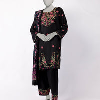 Maple Silk Black Stitched Suit - J. Junaid Jamshed