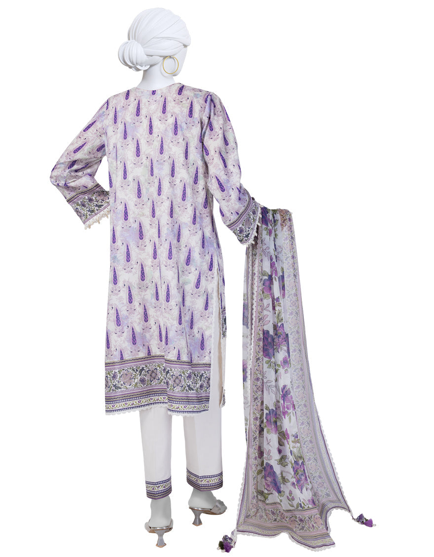 Lawn Off White Unstitched Suit - J. Junaid Jamshed
