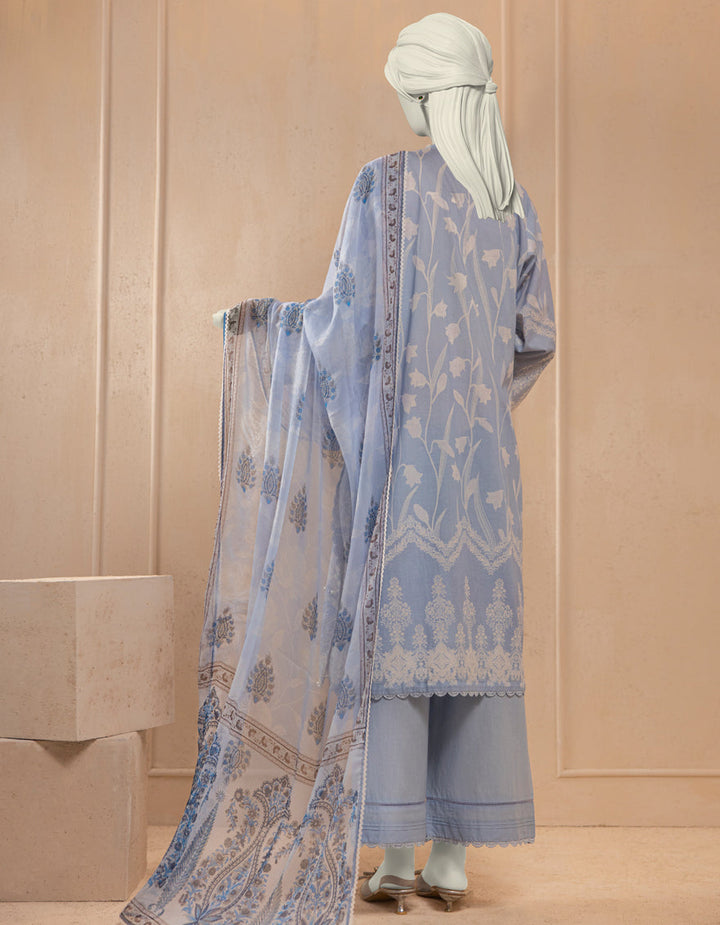 Lawn Blue Unstitched Suit - J. Junaid Jamshed