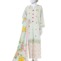 Dobby Blue Unstitched Suit - J. Junaid Jamshed