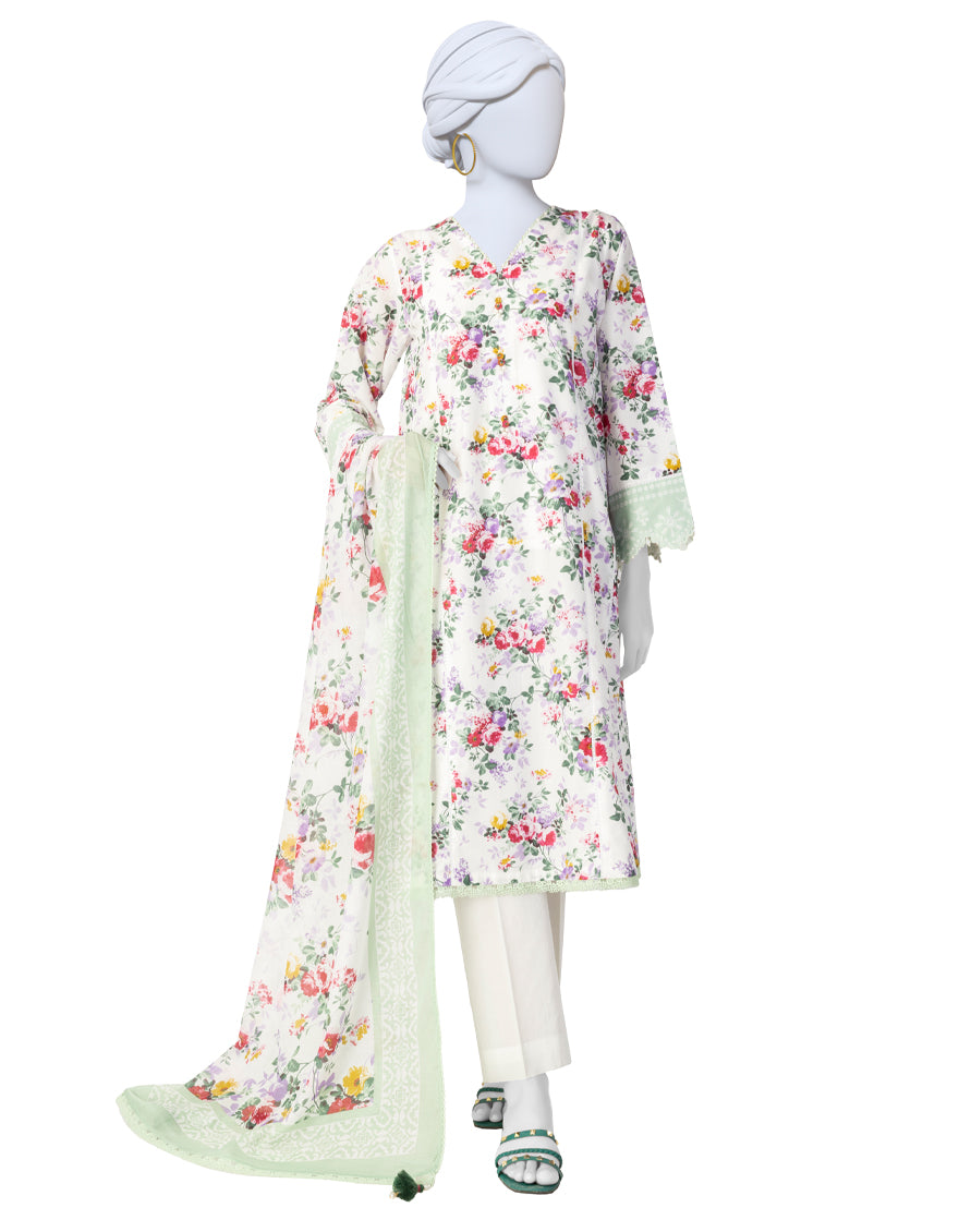 Lawn Multicolor Unstitched Suit - J. Junaid Jamshed