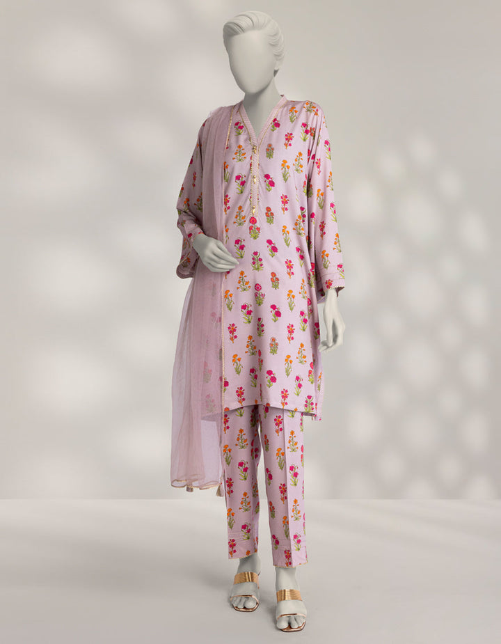 Linen Purple Stitched Suit - J. Junaid Jamshed