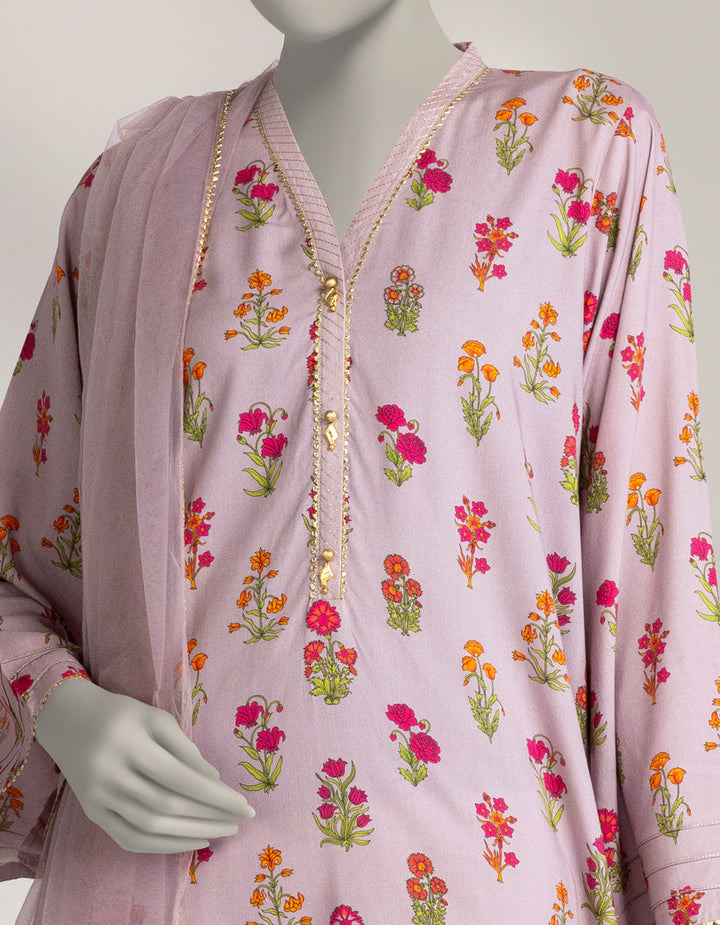 Linen Purple Stitched Suit - J. Junaid Jamshed