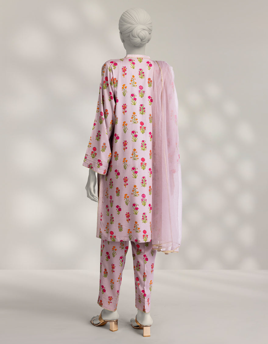 Linen Purple Stitched Suit - J. Junaid Jamshed