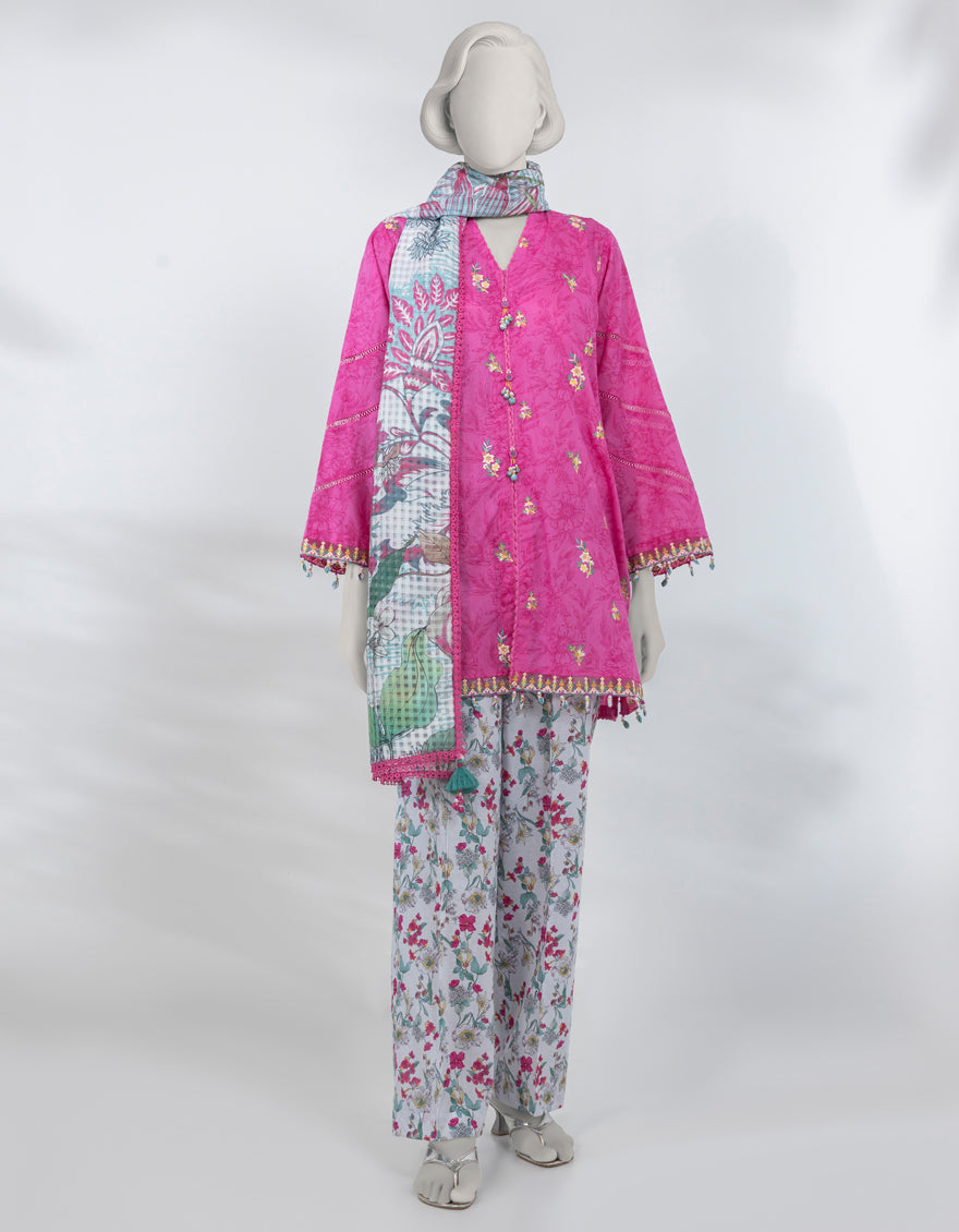 Lawn Multicolor Unstitched Suit - J. Junaid Jamshed