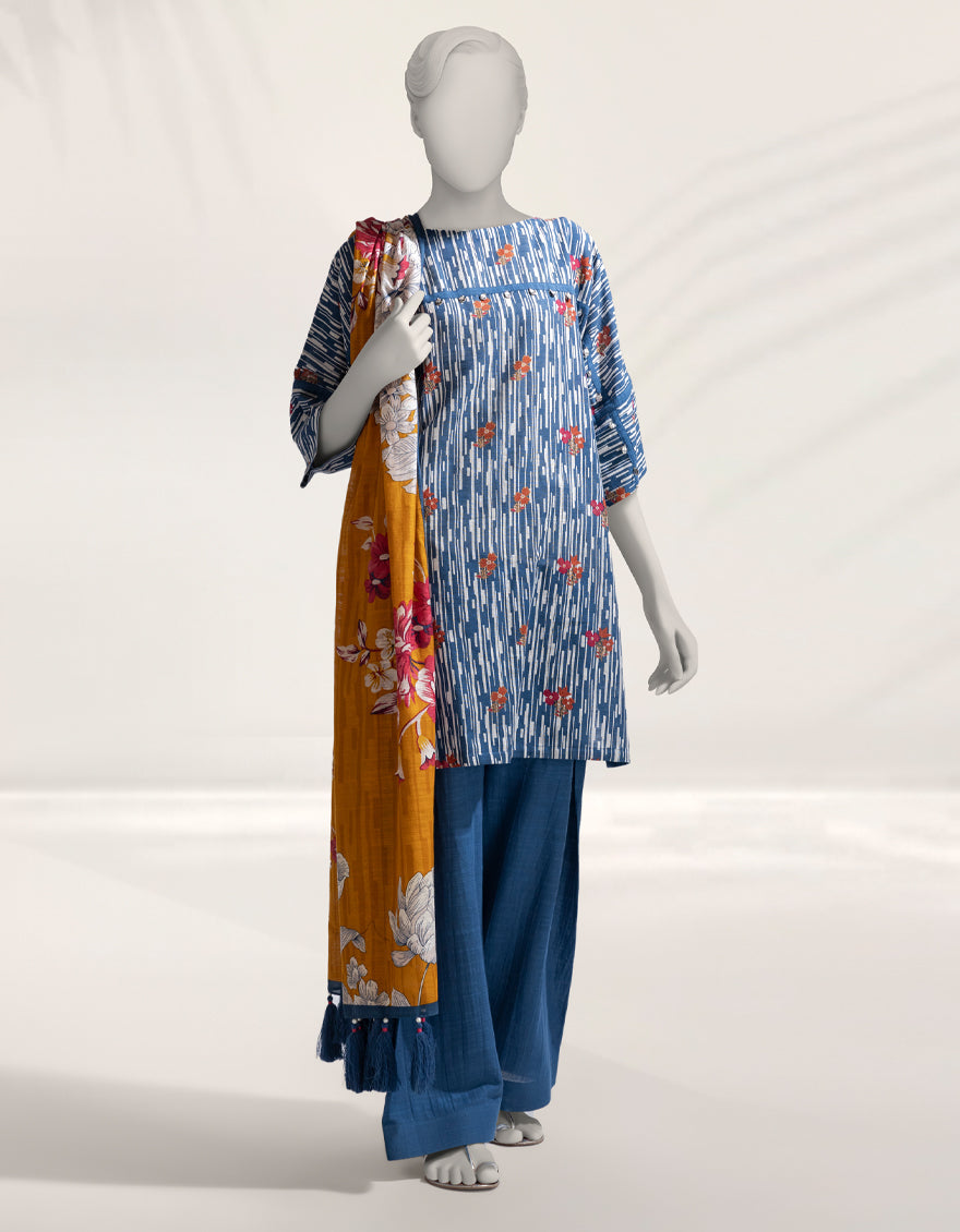 Khaddar Multicolor Unstitched Suit - J. Junaid Jamshed
