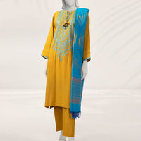 Linen Mustard Unstitched Suit - J. Junaid Jamshed
