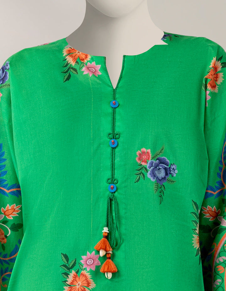 Jacquard Green Stitched Suit - J. Junaid Jamshed