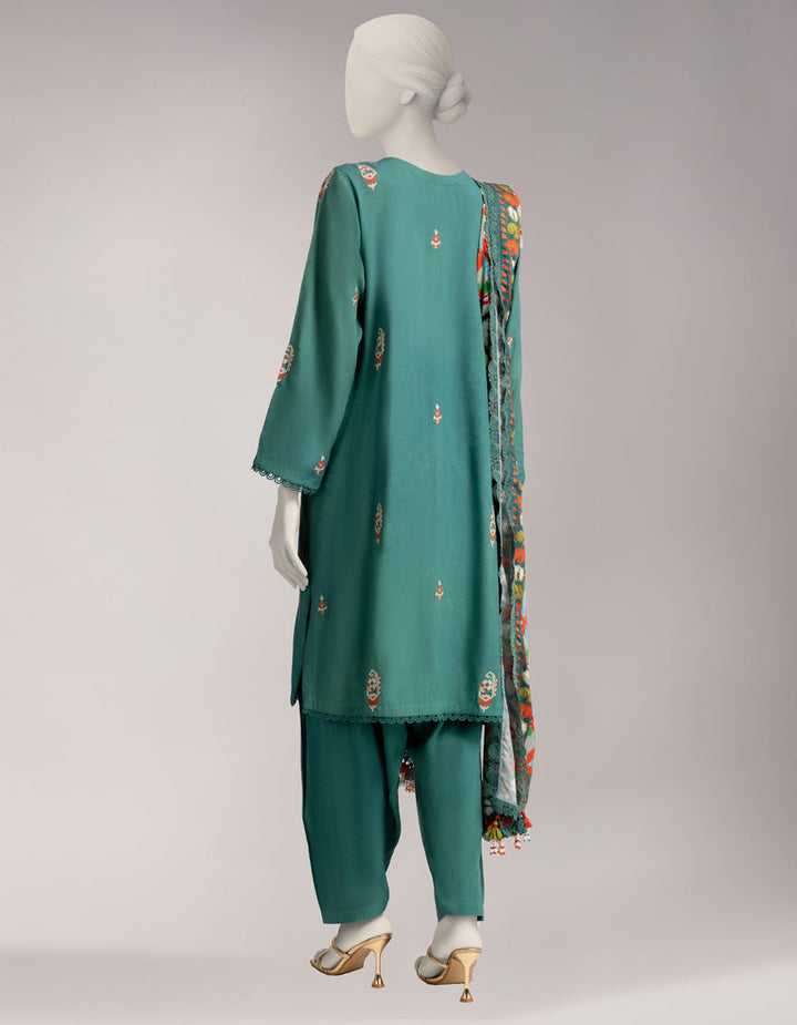 Linen Green Unstitched Suit - J. Junaid Jamshed