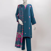 Linen Blue Unstitched Suit - J. Junaid Jamshed