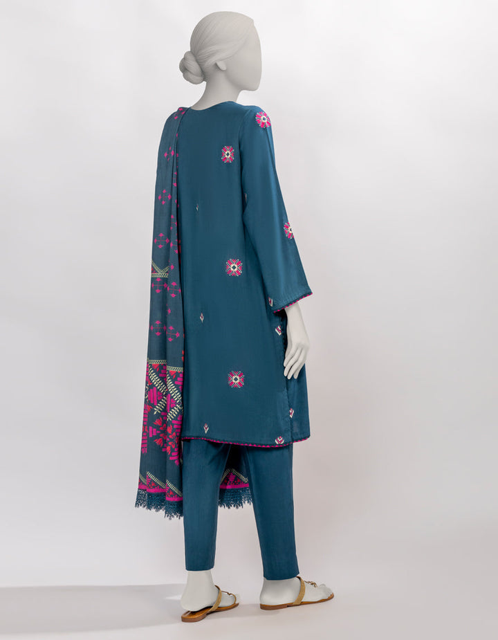 Linen Blue Unstitched Suit - J. Junaid Jamshed