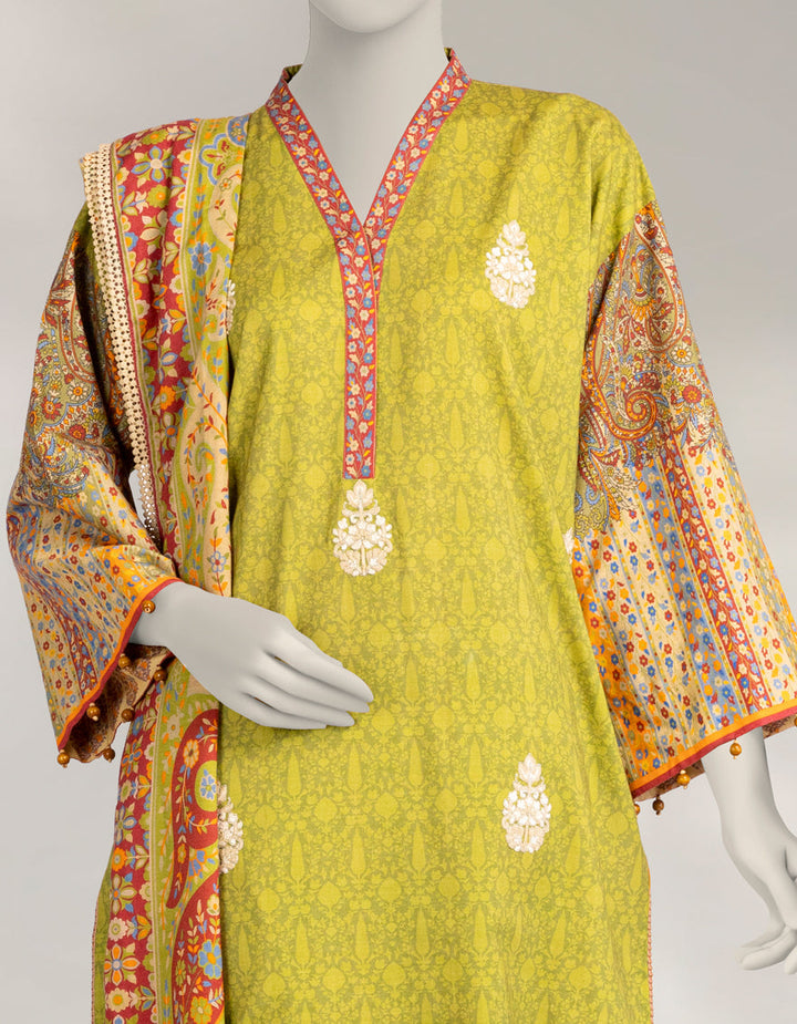 Pashmina Green Unstitched Suit - J. Junaid Jamshed