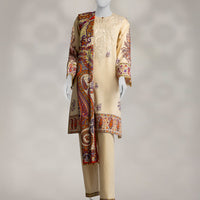 Pashmina Off White Unstitched Suit - J. Junaid Jamshed
