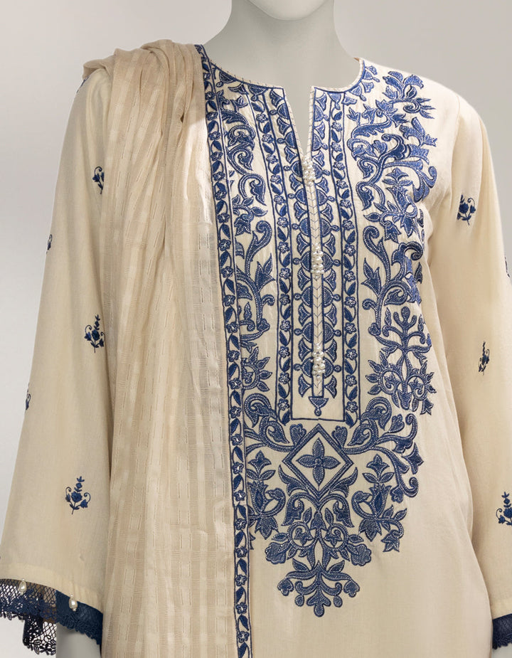 Cambric Off White Unstitched Suit - J. Junaid Jamshed