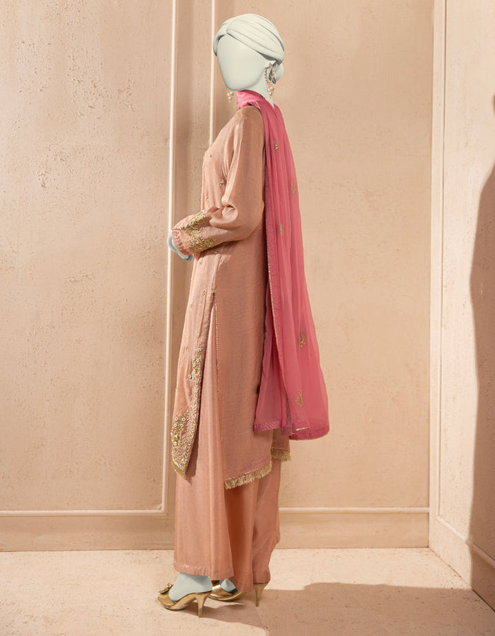 Paper Cotton Peach Stitched Suit - J. Junaid Jamshed