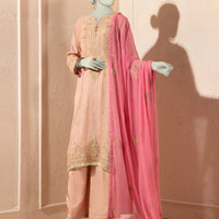 Paper Cotton Peach Stitched Suit - J. Junaid Jamshed