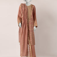 Cotton Net Peach Stitched Suit - J. Junaid Jamshed