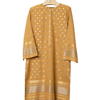 Jacquard Brown Kurti- J. Junaid Jamshed